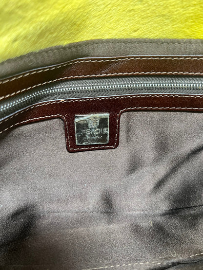 Fendi Baguette Cow Print Pony Hair Brown & Yellow