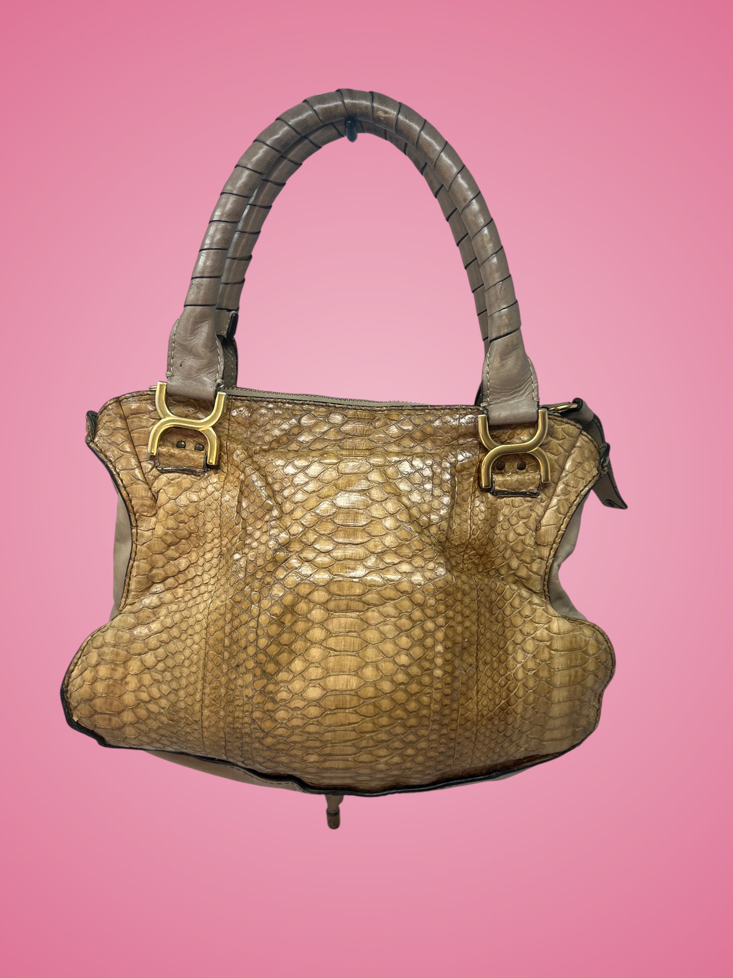 Chloe Brown Python Leather Shoulder Bag