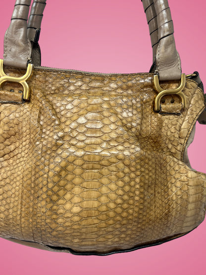Chloe Brown Python Leather Shoulder Bag