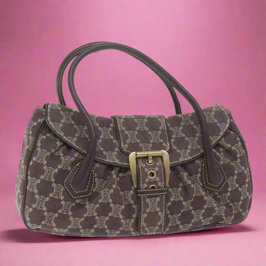 Celine Paris Macadam Canvas Hand Bag Brown