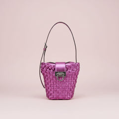 Salvatore Ferragamo Trifolio Bucket Bag in Fuchsia Woven Leather