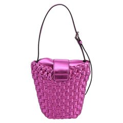 Salvatore Ferragamo Trifolio Bucket Bag in Fuchsia Woven Leather