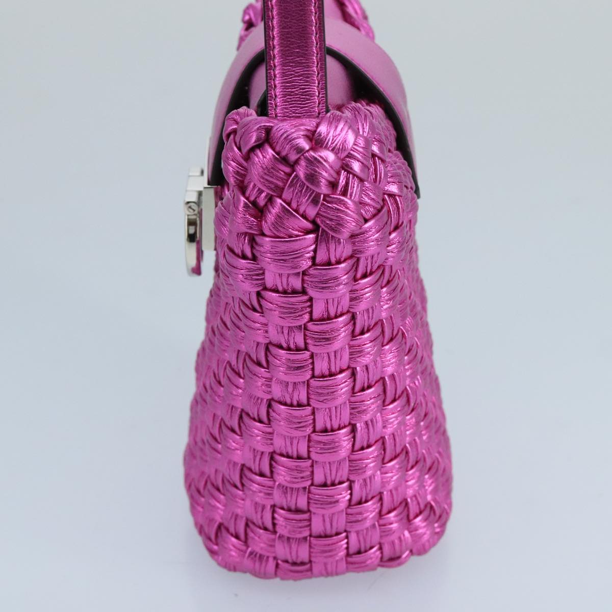 Salvatore Ferragamo Trifolio Bucket Bag in Fuchsia Woven Leather
