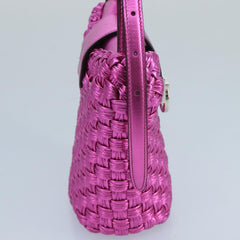 Salvatore Ferragamo Trifolio Bucket Bag in Fuchsia Woven Leather