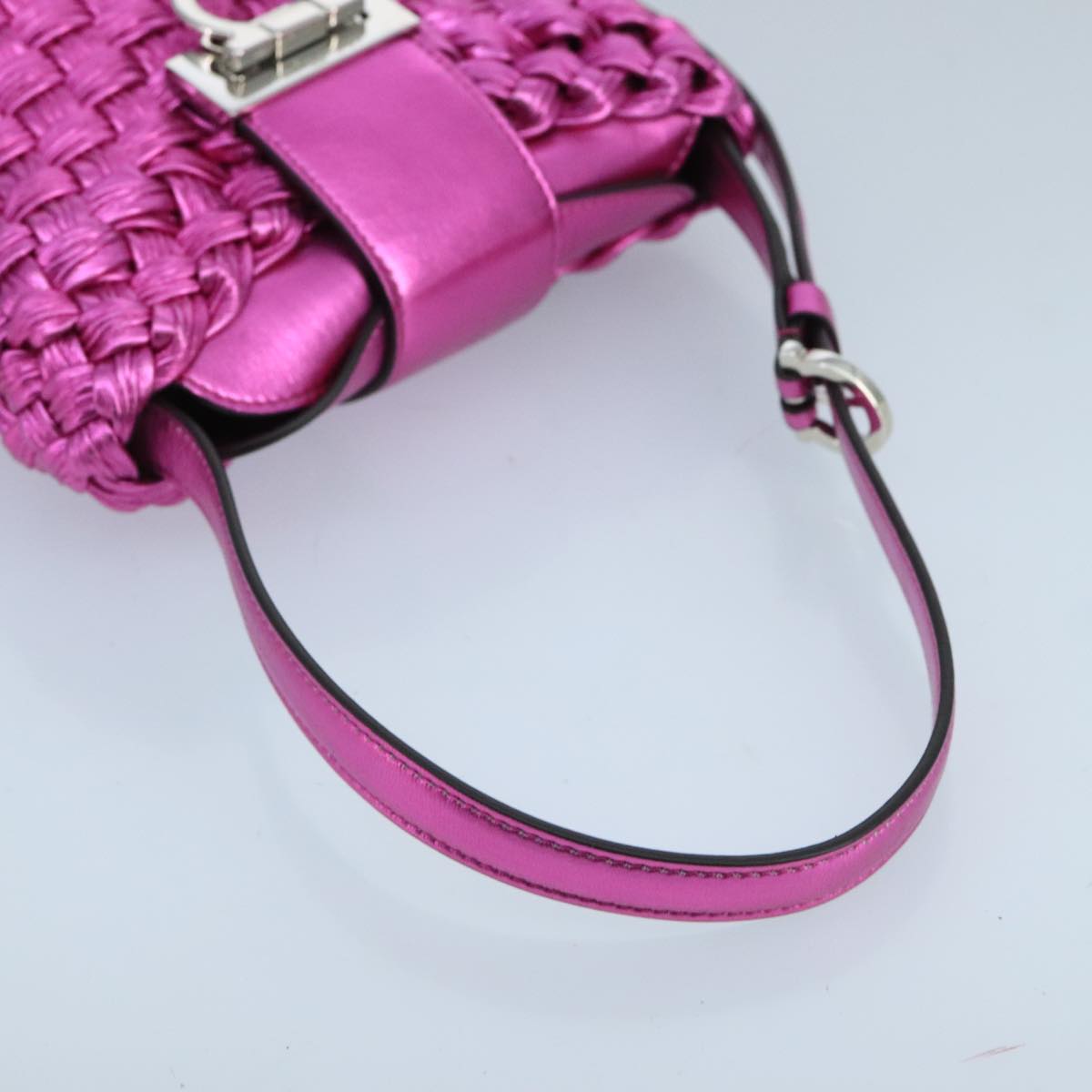 Salvatore Ferragamo Trifolio Bucket Bag in Fuchsia Woven Leather