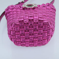 Salvatore Ferragamo Trifolio Bucket Bag in Fuchsia Woven Leather