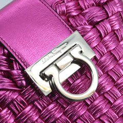 Salvatore Ferragamo Trifolio Bucket Bag in Fuchsia Woven Leather