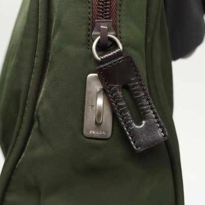 Prada Hand Bag Nylon Khaki Silver