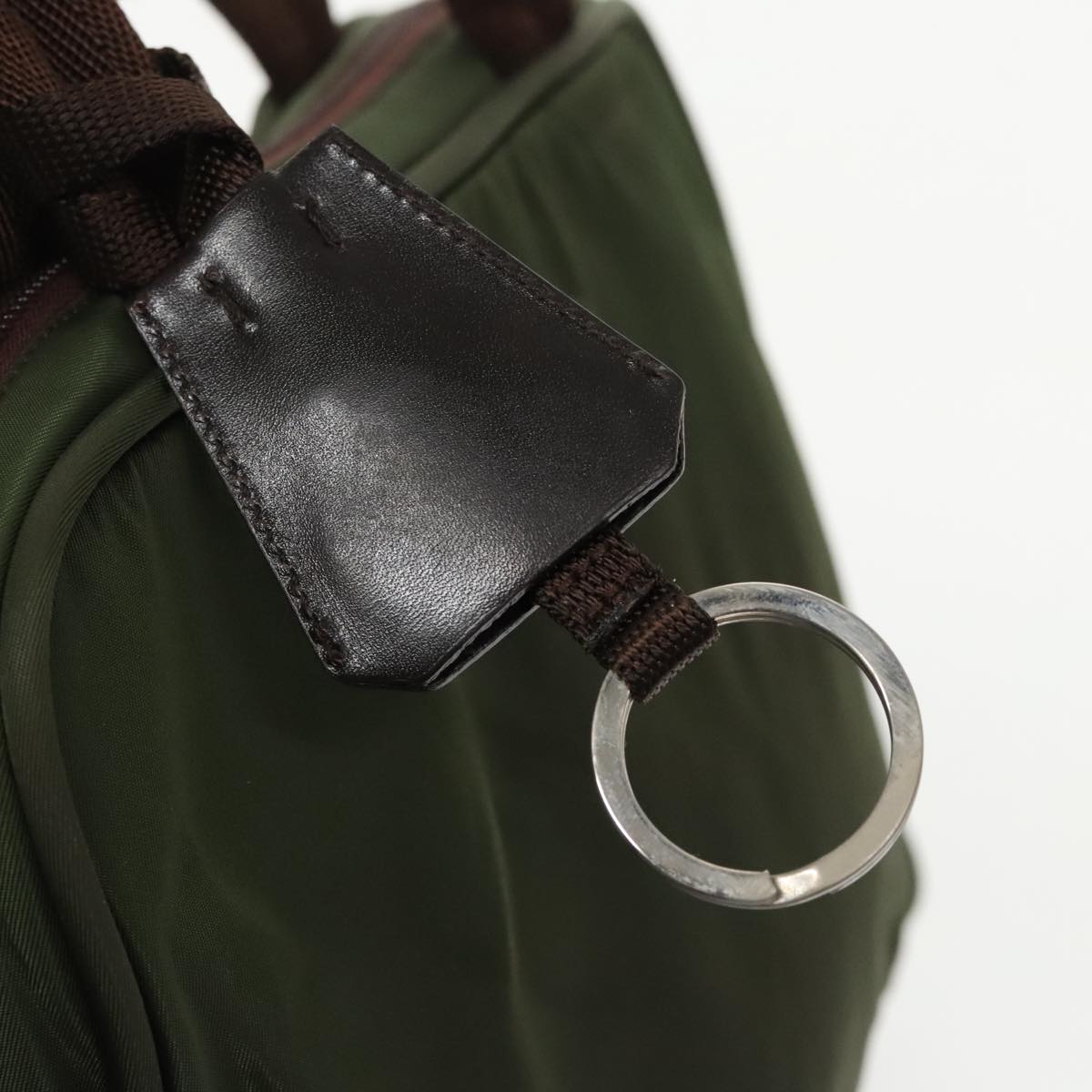 Prada Hand Bag Nylon Khaki Silver