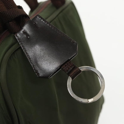 Prada Hand Bag Nylon Khaki Silver