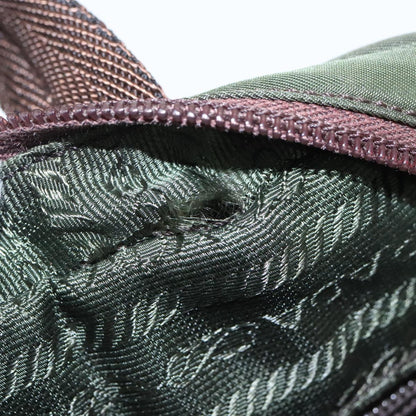 Prada Hand Bag Nylon Khaki Silver