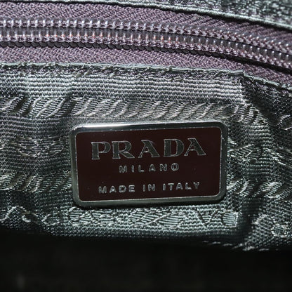 Prada Hand Bag Nylon Khaki Silver