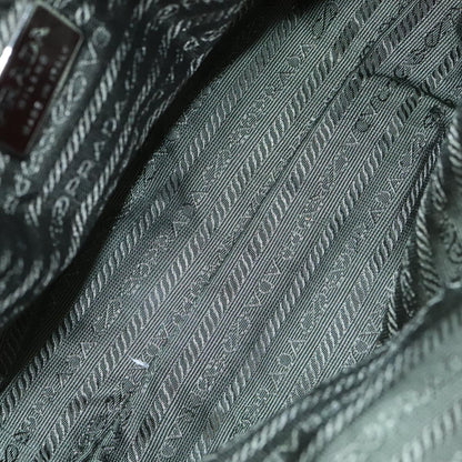 Prada Hand Bag Nylon Khaki Silver