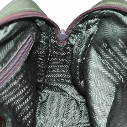 Prada Hand Bag Nylon Khaki Silver