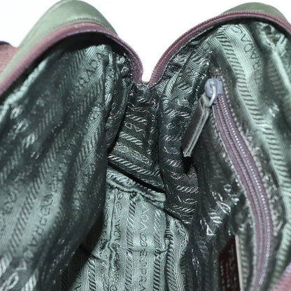 Prada Hand Bag Nylon Khaki Silver