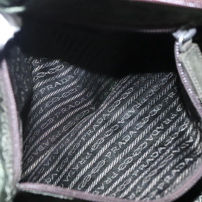 Prada Hand Bag Nylon Khaki Silver
