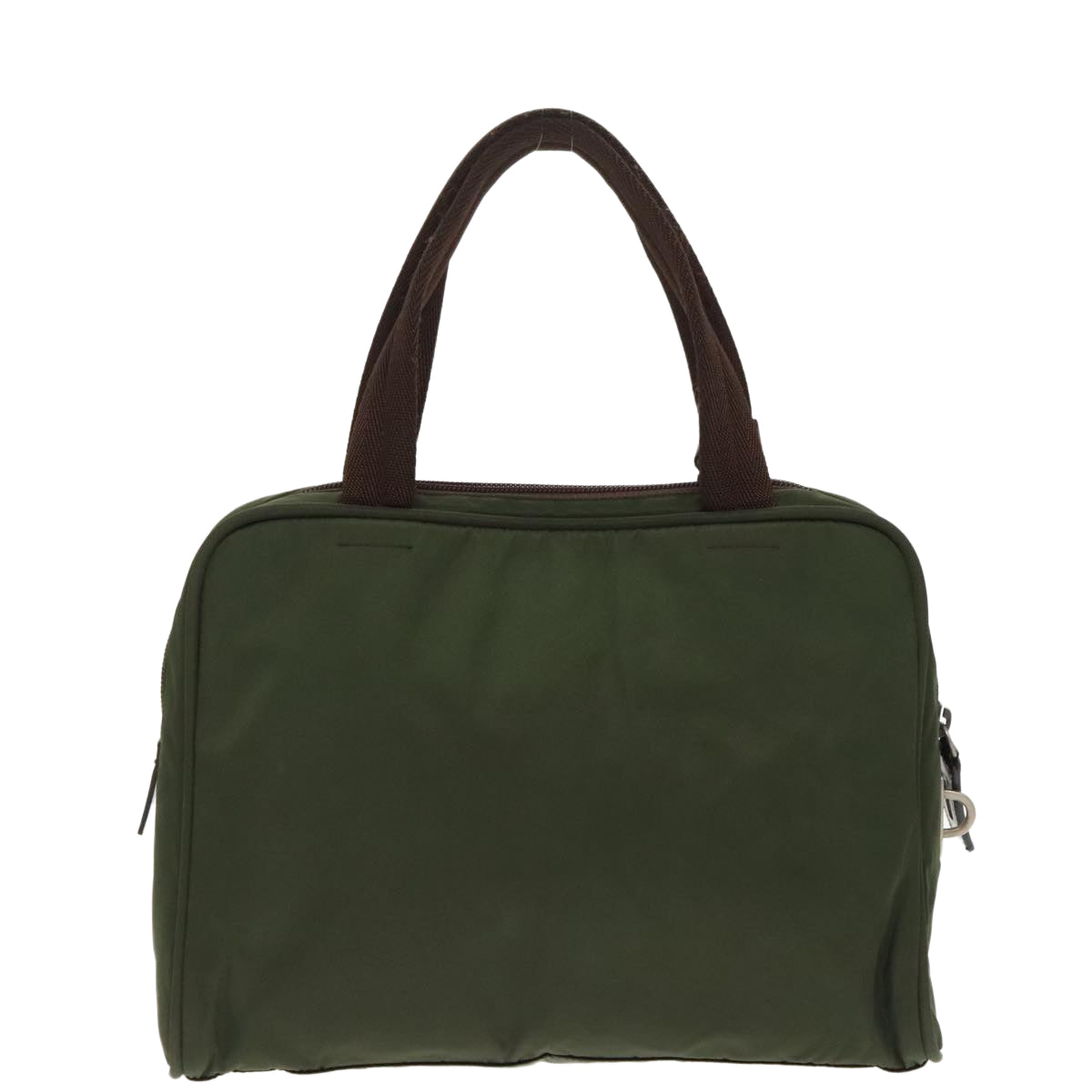 Prada Hand Bag Nylon Khaki Silver