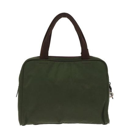 Prada Hand Bag Nylon Khaki Silver