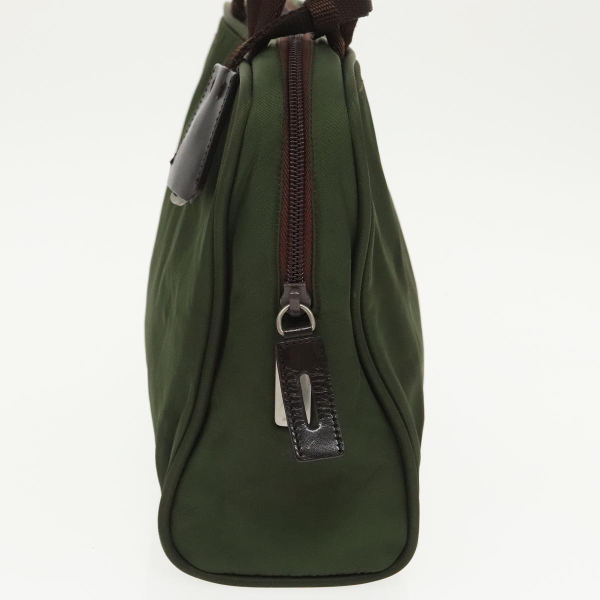 Prada Hand Bag Nylon Khaki Silver