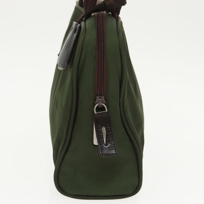 Prada Hand Bag Nylon Khaki Silver