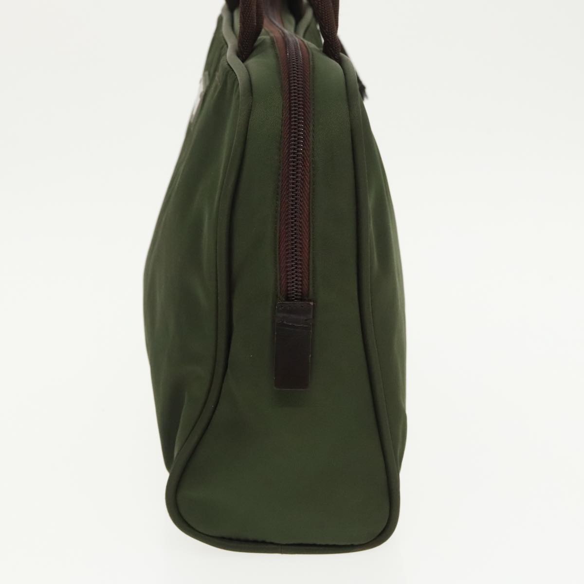 Prada Hand Bag Nylon Khaki Silver