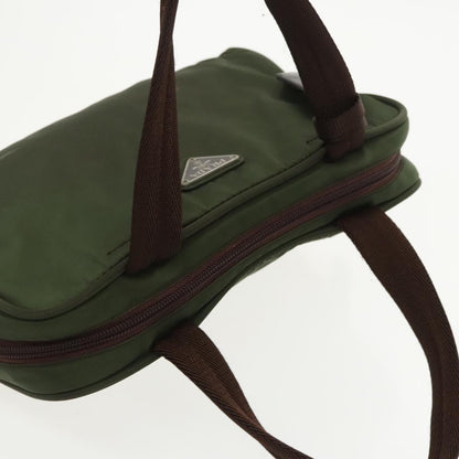 Prada Hand Bag Nylon Khaki Silver