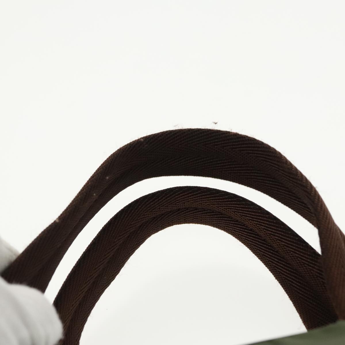 Prada Hand Bag Nylon Khaki Silver