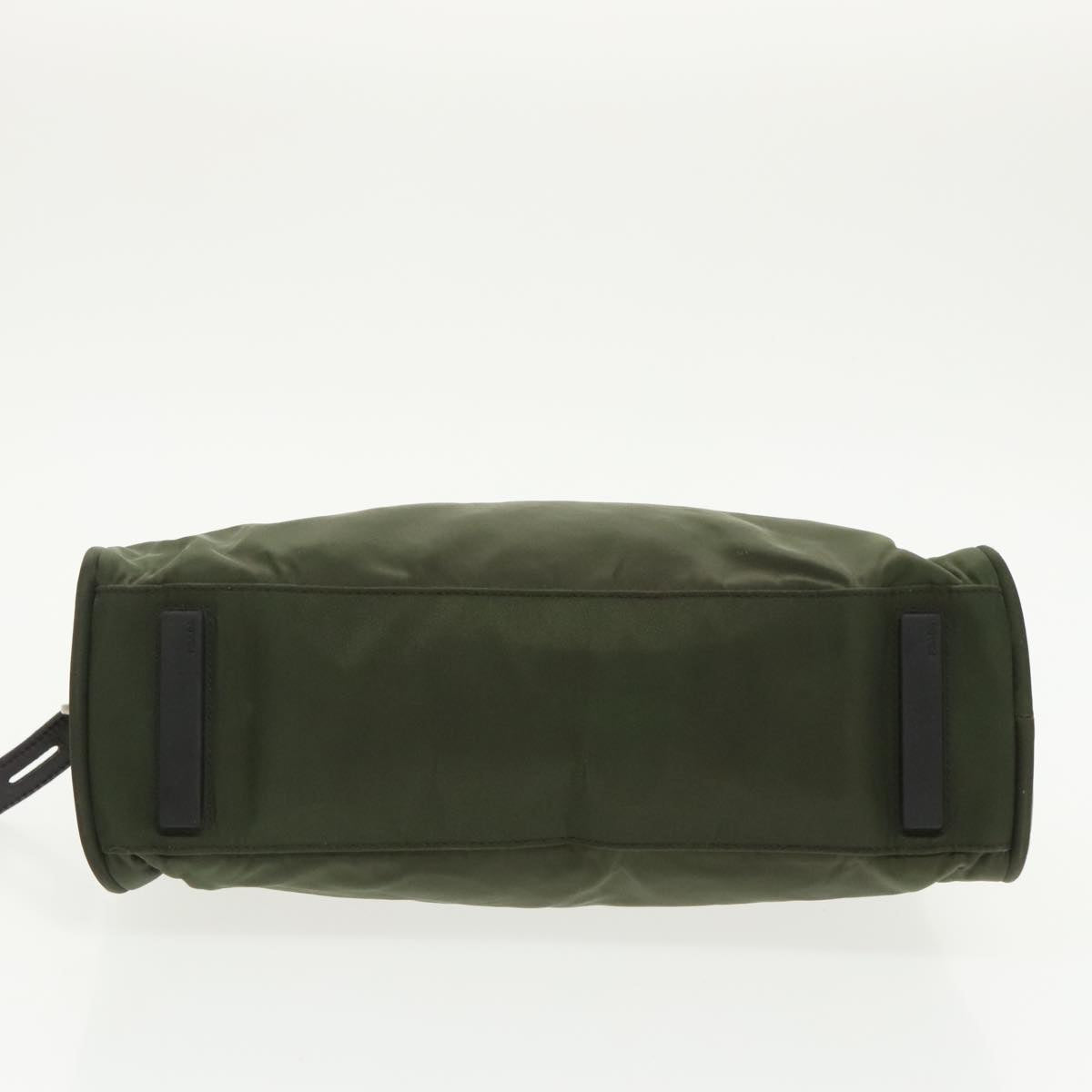 Prada Hand Bag Nylon Khaki Silver