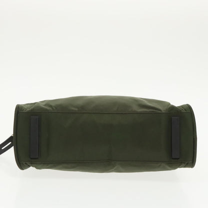 Prada Hand Bag Nylon Khaki Silver