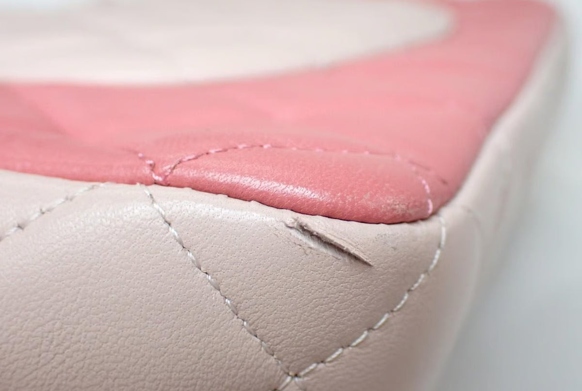 Chanel Pink Colorblock Matelassé Quilted Lambskin Chain Shoulder Bag